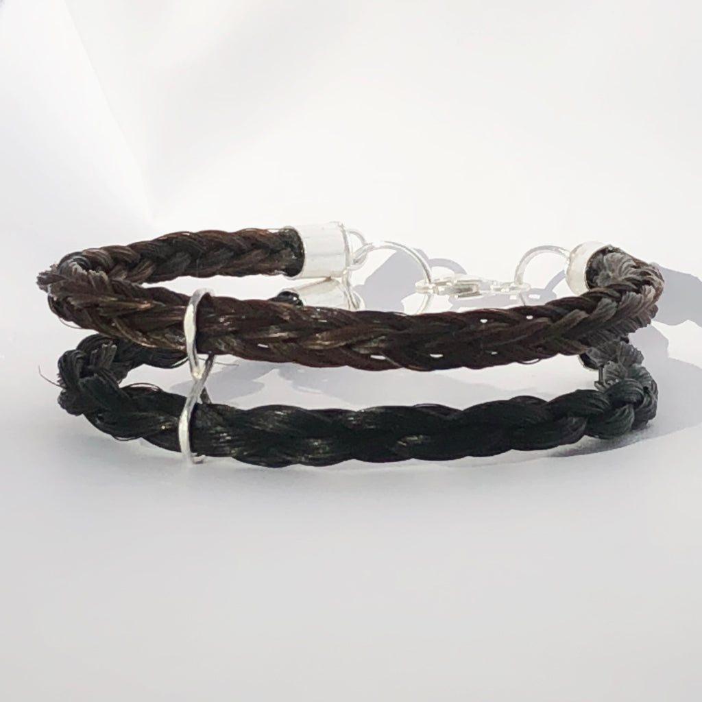 tagelarmband med 2 flätor, horsehair braided with 2 strands